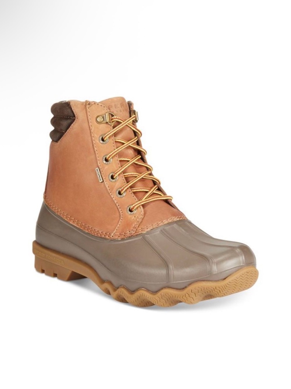 SPERRY Mens Brown Waterproof Avenue Round Toe Lace-Up Leather Duck Boots